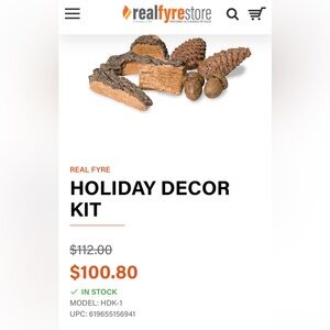 🆕 NWT HDK-1 Peterson Real-Fyre Gas Logs Decor Kit